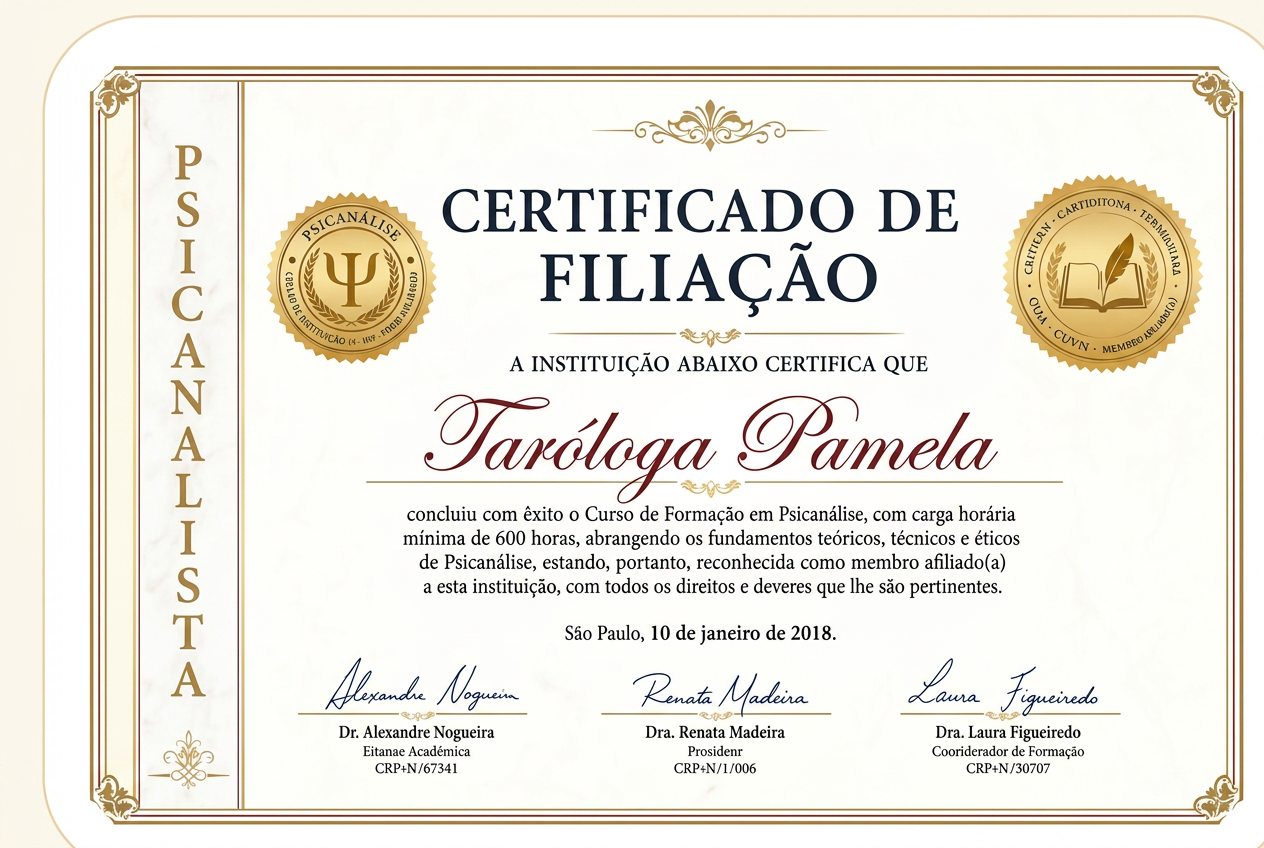 Certificado de Formação em Terapias Energéticas e Limpeza Espiritual — Taróloga Pamela