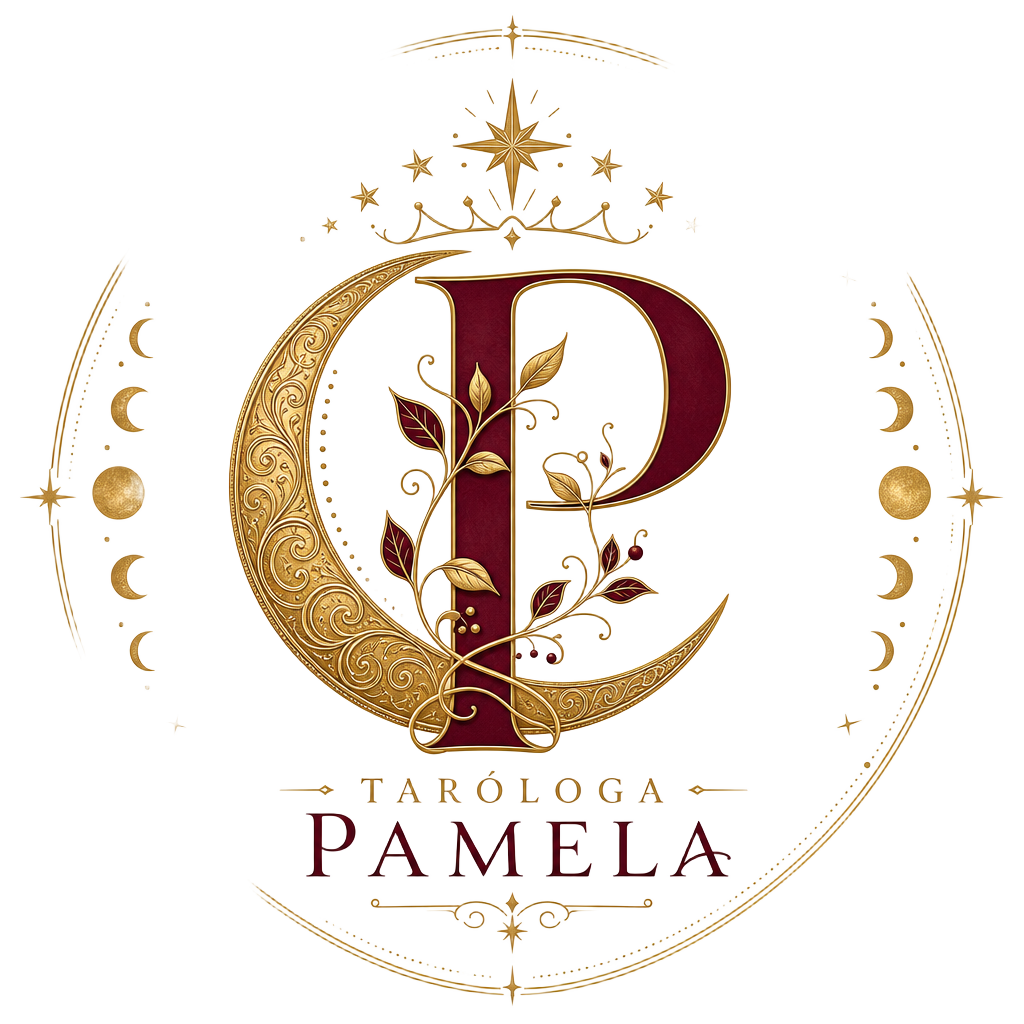 Taróloga Pamela — logo com monograma P, lua e estrelas